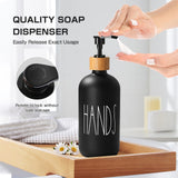ALPIRIRAL Matte Black Bathroom Accessories Set, 5 Pcs Glass Bathroom Accessory Set with Bamboo Tray, Soap Dispenser and Toothbrush Holder Set, Qtip Holder Set, Farmhouse Boho Bathroom Set Complete ALPIRIRAL
