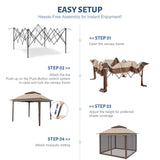11'X11' Gazebo Pop Up with 4 Sidewalls Mosquito Netting, Heavy Duty Patio Gazebo Canopy Tent with Double Air Roofs for Backyards, Patios, Decks, Gardens, Parks Yokayoay