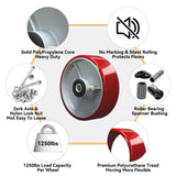 LONGRUNFORU 6" x 2" Polyurethane on cast Iron Wheel, Roller Bearing-1/2" Bore, Set of 4 Heavy Duty Caster Wheels with 4800 lbs Capacity (4 Pack) LONGRUNFORU