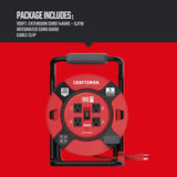 CRAFTSMAN 100 Ft. Retractable Extension Cord Reel With 4 Outlets & Heavy Duty 14AWG SJTW Cable CRAFTSMAN