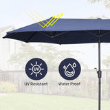OVASTLKUY 13Ft Patio Umbrella Outdoor Double-Sided Market Extra Large Umbrella Outdoor Patio w/Easy Crank for Yard, Poolside, Deck, Navy Blue OVASTLKUY