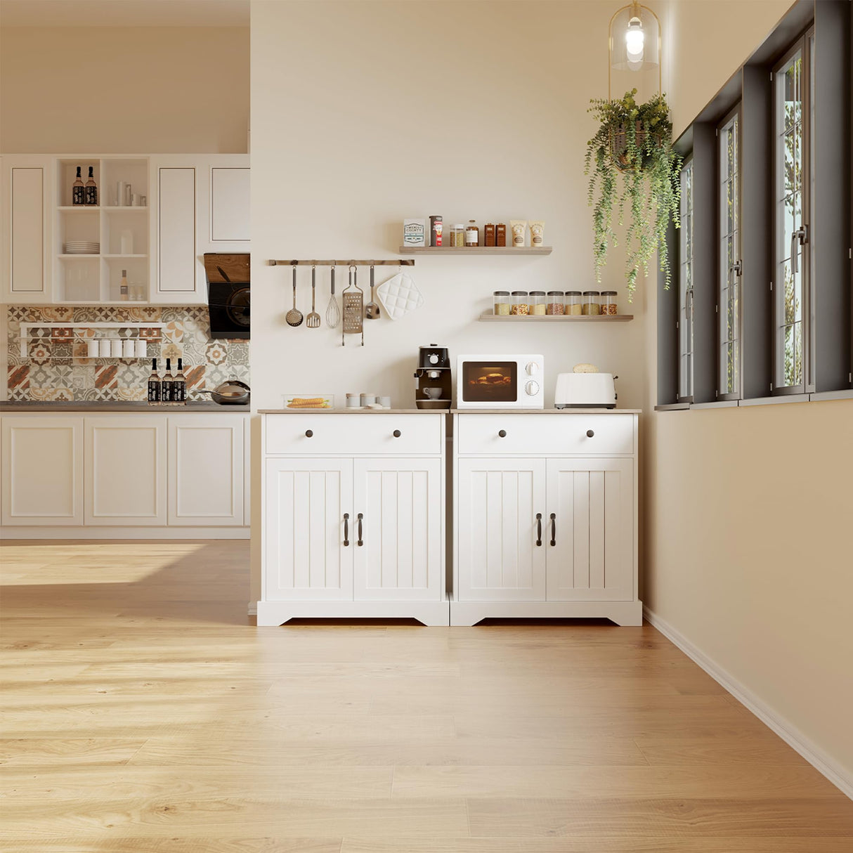 GarveeHome 29.5" Sideboard Buffet Cabinet with Storage, Wooden Kitchen Storage Cabinet with Adjustable Shelf, Modern Coffee Bar Buffet Table for Living Room Entryway Dining Room GarveeHome