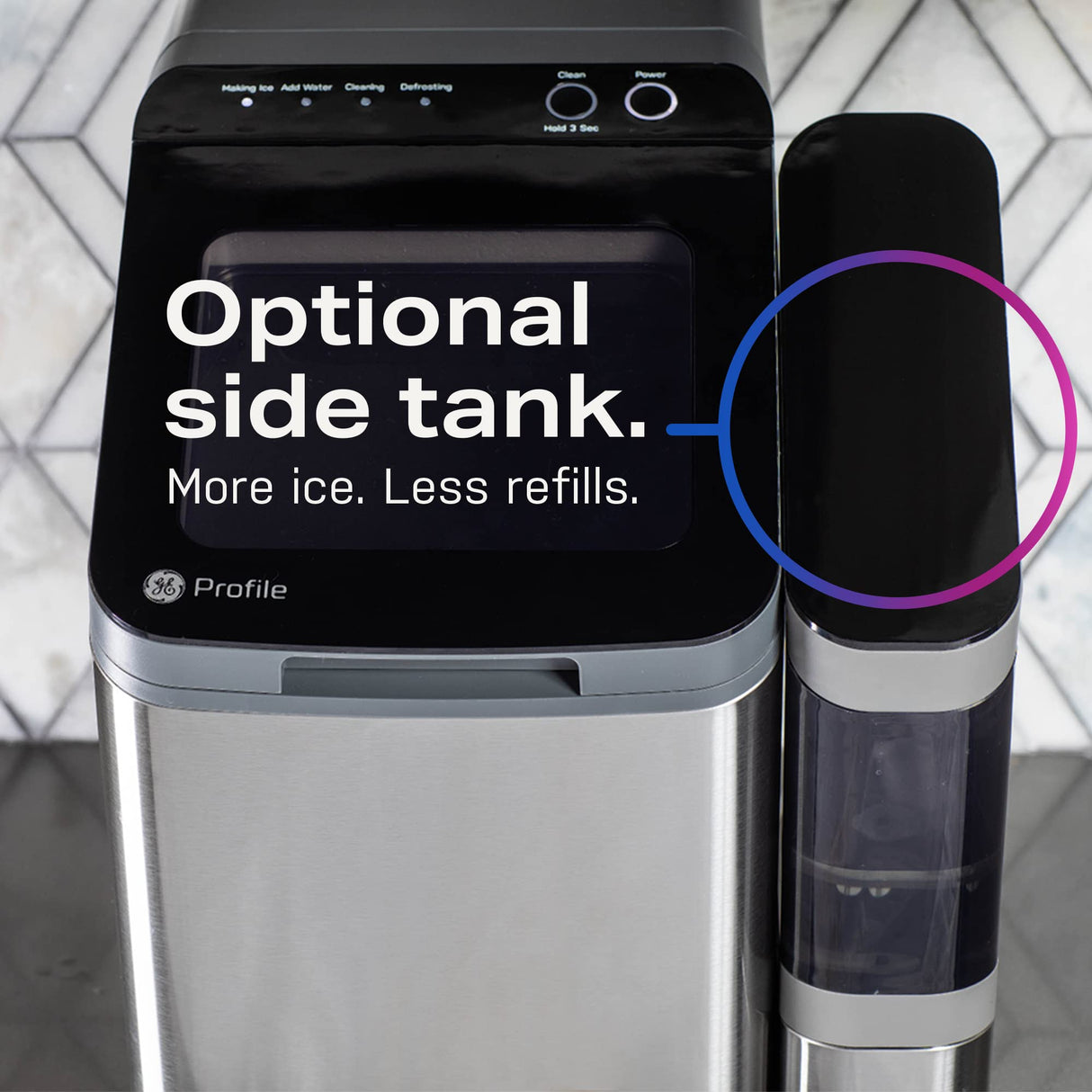 GE Profile Opal 1.0 Nugget Ice Maker| Countertop Pebble Ice Maker | Portable Ice Machine Makes up to 34 lbs of Ice Per Day | Stainless Steel Profile