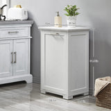Smhxo Tilt Out Trash Cabinet, Wooden Kitchen Trash Can Cabinet with Deodorising Function, 10 Gallons Hidden Laundry Sorter Cabinet, White Smhxo