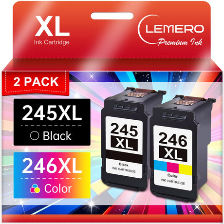 LEMERO 245XL Ink Cartridge PG-245 CL-246 Replacement for Canon Ink 245 and 246 Compatible for Canon 245XL 246XL Combo Pack for Canon Pixma MX490 MX492 MG2522 TR4522 TR4520 TS3122 TS3322 Printer LEMERO