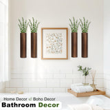 Fttoyoly 4 Pack Wood Wall Planter with Artificial Eucalyptus, Modern Wall Decor for Living Room Bedroom Bathroom Entryway, Farmhouse Boho Wall Vases for Dried Flowers and Faux Plants Fttoyoly