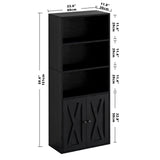 IRONCK Industrial Bookshelves and Bookcases with Doors 11.8 in Depth Floor Standing 5 Shelf Display Storage Shelves Bookcase Home Decor Furniture for Home, Office, Living Room, Bedroom IRONCK