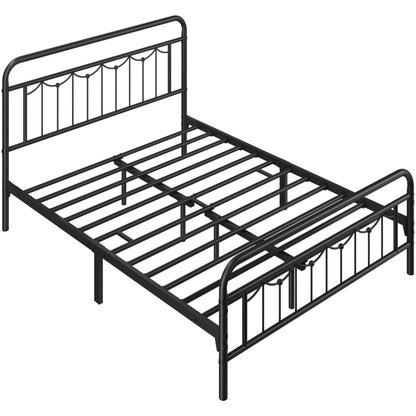 Yaheetech Vintage-Inspired Queen Size Metal Bed Frame with High Headboard and Ample Under-Bed Storage