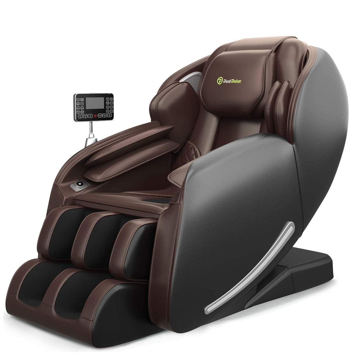 Real Relax Massage Chair Favor-06, Full Body Zero Gravity SL-Track Shiatsu Massage Recliner Chair with APP Control, Brown Real Relax