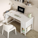 Lufeiya White Small Desk with Fabric Drawers, 47 Inch Computer Desk for Small Space Home Office, Modern Simple Study Writing Table PC Desks, White Lufeiya