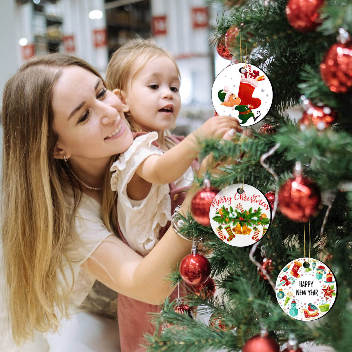 Billbotk 25 Pieces Sublimation Ornament Blanks, 3.15" Round Blank Sublimation Ornaments Sublimation Christmas Ornament Blanks for Christmas Tree Décor, DIY Handmade Crafts(3.15 inches) Billbotk