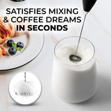 Zulay Kitchen Milk Frother Wand Drink Mixer with AA Duracell Batteries- Durable Handheld Milk Frother Electric Whisk - Easy-Clean Milk Frother Wand & Mini Blender - Electric Coffee Frother - Black Zulay Kitchen