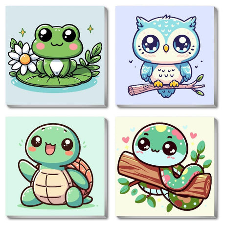 4 Pack Paint by Number Kits for Adults,Animals Painting by Numbers for Adults Framed, DIY Animal Oil Painting Suitable for Home Decoration (8x8inch) Generic