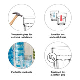 Bormioli Rocco Rock Bar Stackable Juice Glasses – Set Of 6 Dishwasher Safe Drinking Glasses For Soda, Milk, Coke, Beer, Spirits – 6.75oz Durable Tempered Glass Water Tumblers For Daily Use Bormioli Rocco