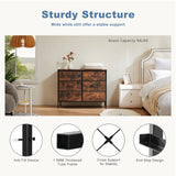 DUMOS TV Stand for Living Room Entertainment Center with 6 Fabric Drawers Dresser for Bedroom Storage Organizers Units, Brown DUMOS