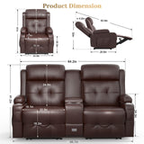 Recliner Sofa Sets, Massage Reclining Loveseat Sofa Heavy Weight Capacity, 1 Single Power Recliner Chairs Heat & Massage, RV Clearance Love Seat Couch with Console, USB, Type C Port for Living Room Aotolo
