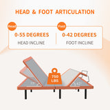 ESHINE Adjustable Bed Frame Split King + Luxury Gel Memory Foam Hybrid 12" Mattress(Medium), 5 Minutes Installation, Wireless Remote, APP Control, Head and Foot Incline, 2000 Series ESHINE