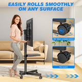Rfiver Strong Rolling TV Stand with Shelf for 23-60 inch TVs up to 88lbs, Portable Mobile TV Cart with Silent Wheel, Tilt & Height Adjustable Universal Corner TV Stand for Bedroom, Living Room, Office Rfiver