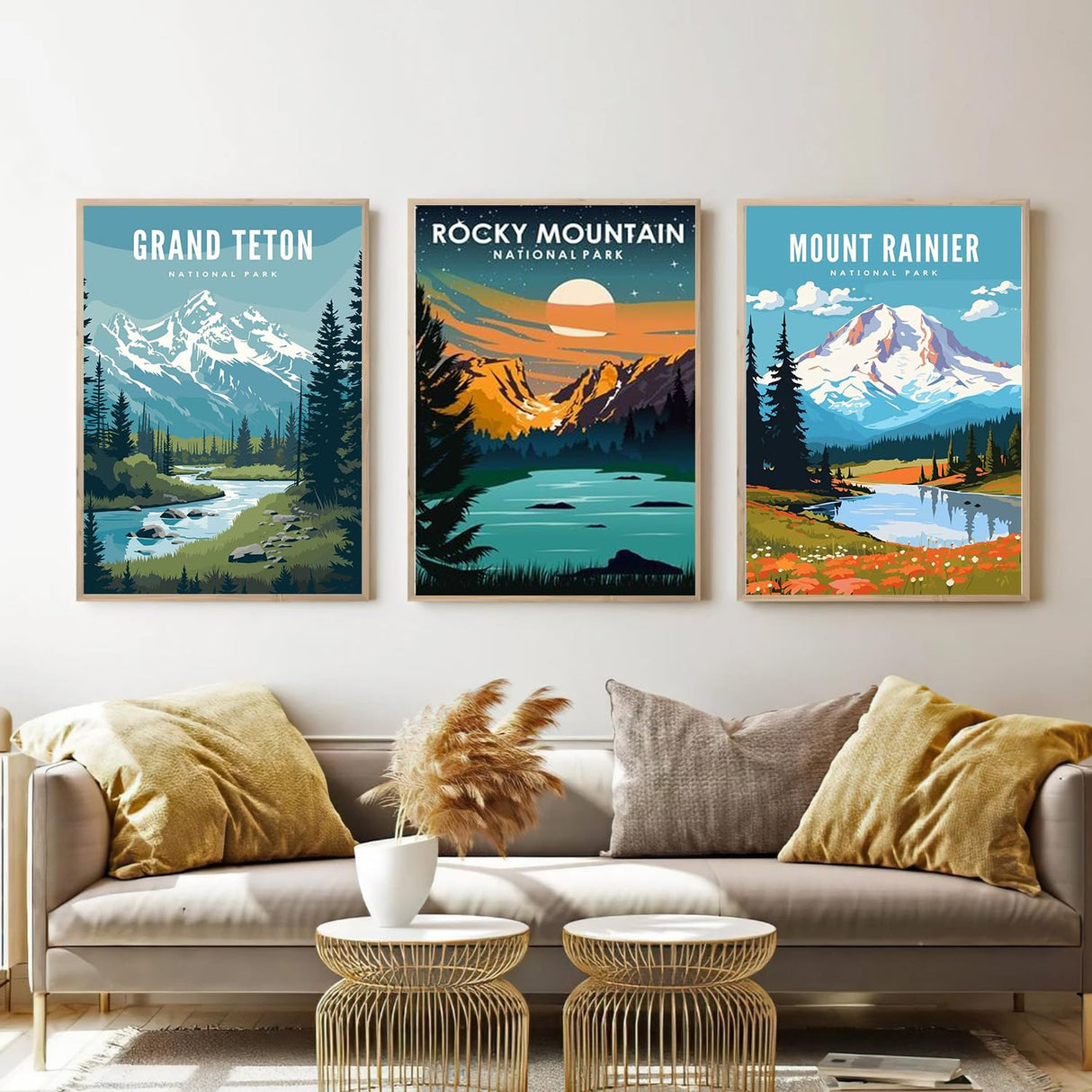 HOIYLDS 3 Pack Paint by Number for Adults Framed Canvas, National Park DIY Arts and Crafts for Adults Beginner with Wooden Easel, Paint Brushes, Acrylic Paint Set for Home Wall Decor, 9 * 12 Inch HOIYLDS