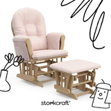 Storkcraft Premium Hoop Glider & Ottoman (Natural/Pink) — GREENGUARD Gold Certified Nursery Glider, Solid Wood Craftsmanship, Smooth-Gliding Nursery Chair and Ottoman, Award-Winning Storkcraft