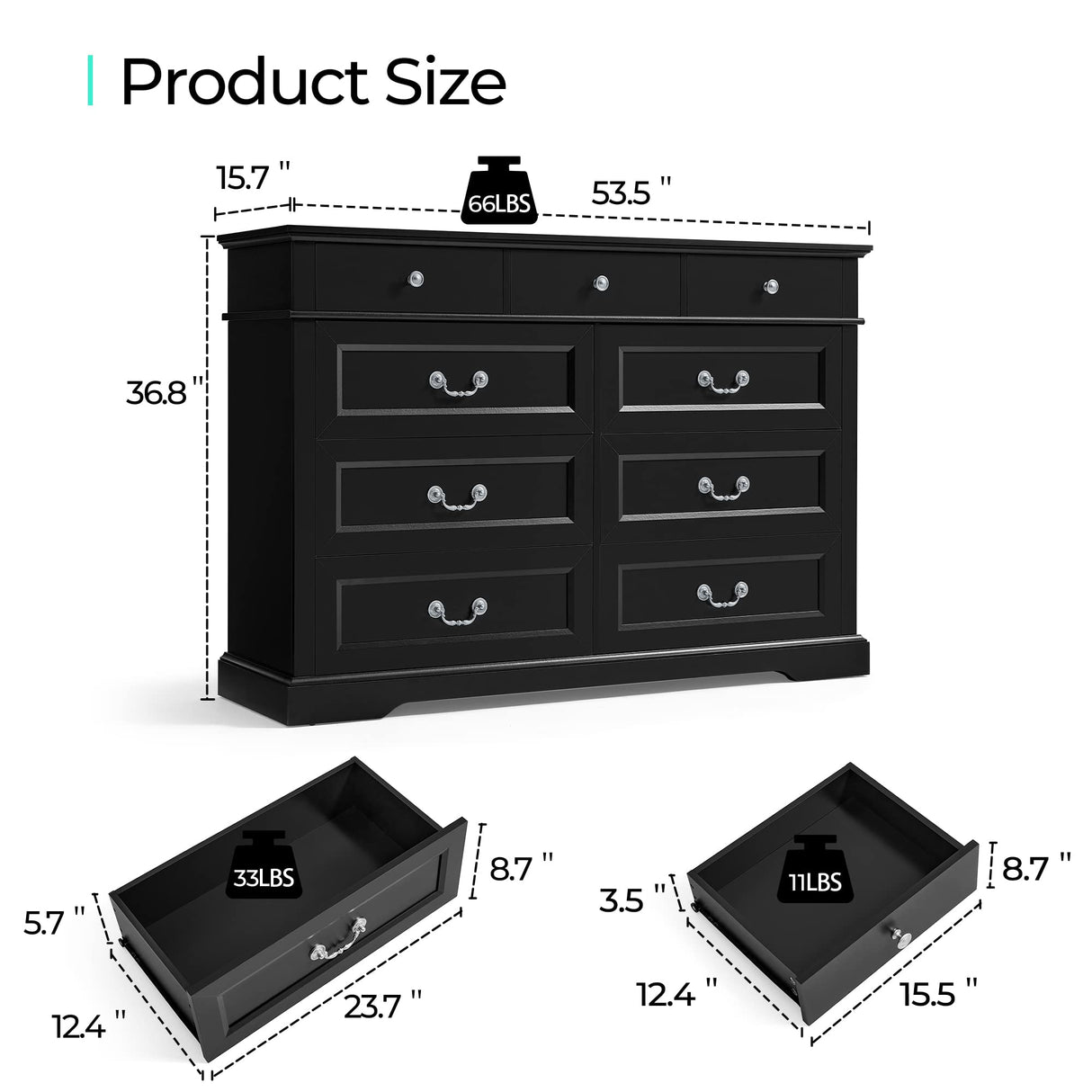 LINSY HOME Drawers Dresser for Bedroom, Wood Bedroom Dresser Farmhouse Drawer Chest, Tall Dresser for Closet, Dressers Organizer for Living Room, Closet, Hallway LINSY HOME