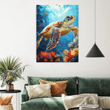 6 Packs Paint by Number for Adults, Beach DIY Acrylic Oil Painting Paint by Numbers Kits on Canvas, Adults Paint by Numbers Kits Drawing Paintwork for Home Decor Gift Sea Turtle 12x16in KICHANG