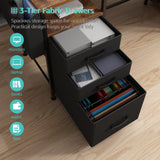 Lufeiya Computer Desk with Fabric File Drawers Cabinet, 55 Inch Home Office Desk with Shelves Monitor Stand, Study Writing Gaming Desks with Led Lights and Power Outlets for Bedroom, Rustic Brown Lufeiya