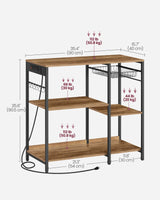VASAGLE Rustic Walnut Baker's Rack with Integrated Charging Station and Storage Solutions VASAGLE