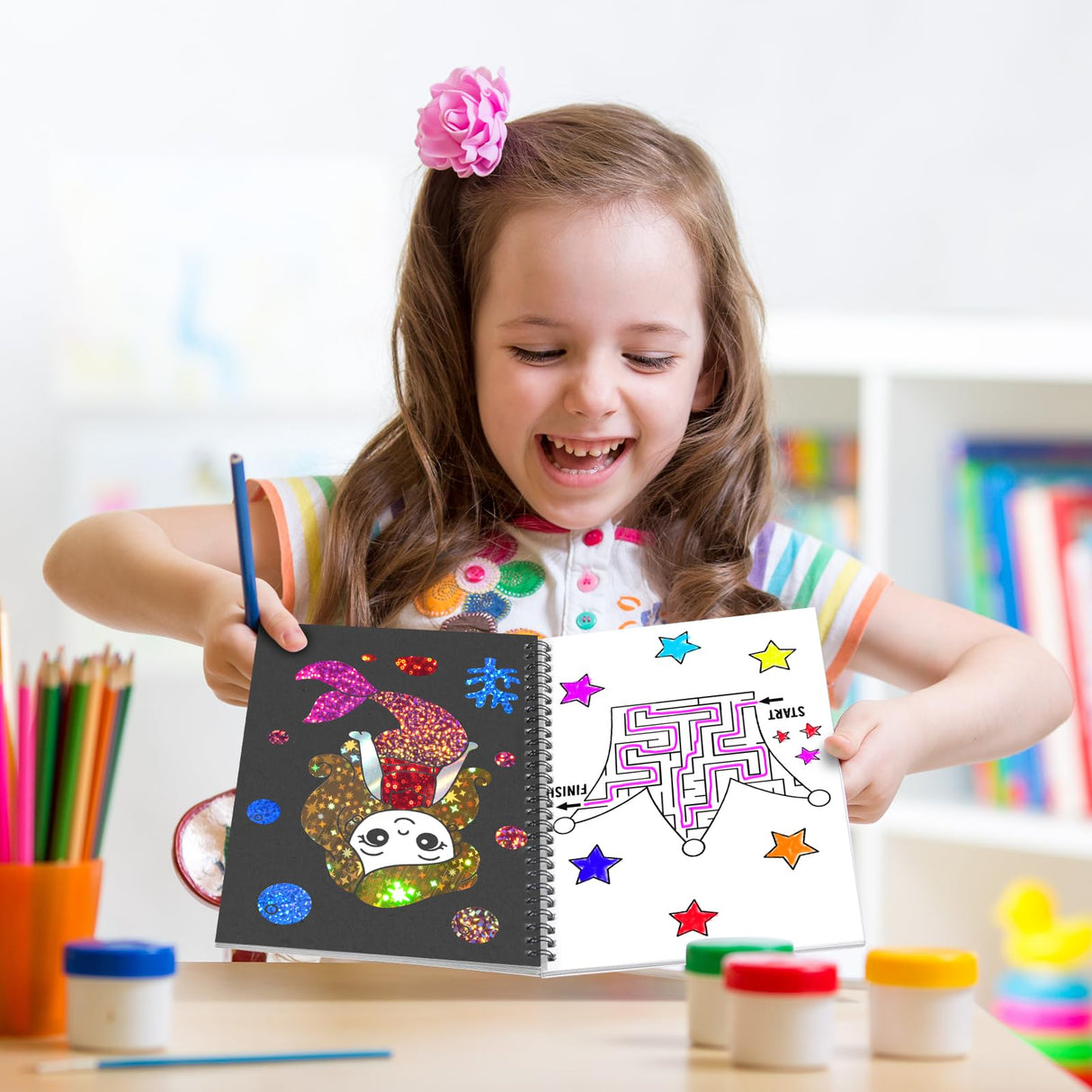 Art & Craft Activity,Foil Craft Princess DIY Fun Art Kits,No Mess Creative Foil Art Kits Set Drawing Game for Kids,Birthday Gifts Crafts Supplies Travel Toys for Girls Boys Ages 4 5 6 7 8 9 Year Old Jectivs