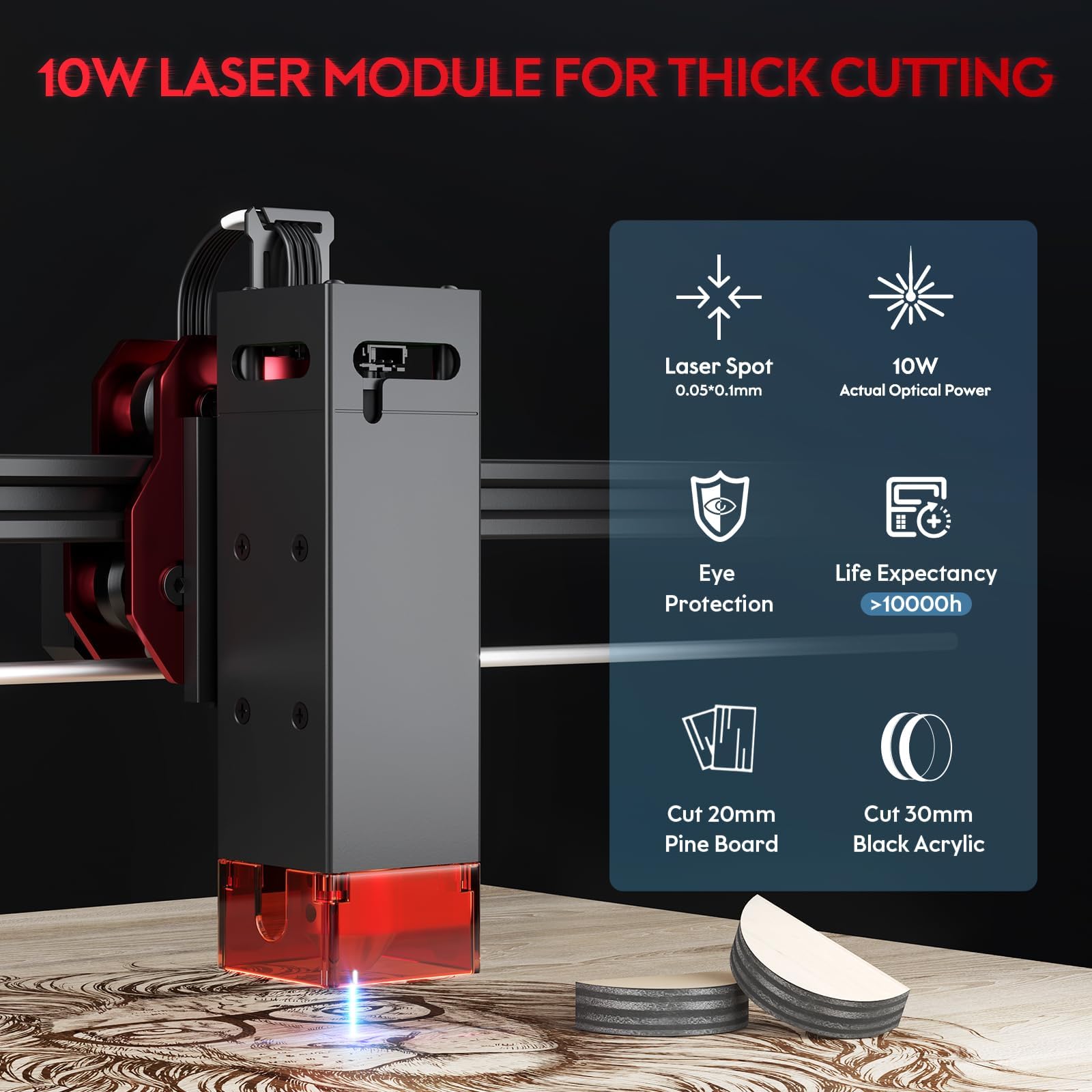 AlgoLaser DIY KIT Laser Engraver Laser Cutter Machine, 10W Output Laser Engraving for Making 3D Wooden Puzzles, Engraving Machine for Wood, Metal,Stainless Steel - WoodArtSupply