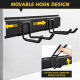 Suemoss Garage Tool Organizer Wall Mount, 48 Inches Garden Tool Organizer with Adjustable Hooks, Metal Garage Storage Rack Max Loading 440lbs, Tool Holder for Hanging Rake Broom Mop Snowboard Suemoss