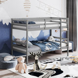 KOMFOTT Wood Bunk Bed Twin Over Twin, Bunk Bed with Ladder & Safety Guardrail, Solid Wood Bed Frame, Ideal for Dormitory & Multiple-Child Family, No Box Spring Needed, Kids Bunk Bed KOMFOTT