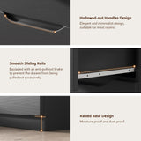 Black Tall 5 Drawer Dresser for Bedroom with Hidden Storage Design, Large Modern Closet Dressers & Chests of Drawers with Cut-Out Handles, 27.6" L*15.8" W*45.3" H for Bedroom, Living Room, Nursery Jocoevol