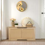 HOOBRO Storage Chest, 39.3" Storage Bench, Rattan-Like Storage Trunk, Sturdy Entryway Bench Supports 220 lb, Shoe Bench, Safety Hinge, U-Shaped Opening, Easy Assembly, Natural NL11CW01 HOOBRO