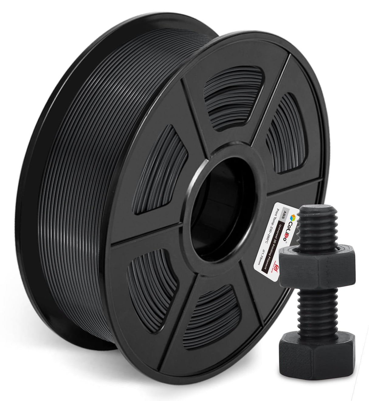 COLIDO ABS Filament 1.75mm,High Abrasion and Heat Resistance,no Clogging,Neat Winding,3D Printer Filament 1kg Spool (2.2lbs),Dimensional Accuracy +/- 0.02mm, Suitable for Most 3D Printers.(1-Black CoLiDo