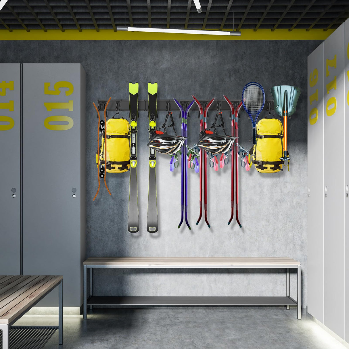 Gatsowm Garage Tool Organizer Wall Mounted, 64 Inches Adjustable Garden Tool Organizer Rack, 20 Pcs Heavy Duty Yard Tool Organizer Hold Up to 900lbs Gatsowm