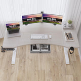 bilbil 63x30 Inches Dual Motor Electric Standing Desk with Drawer, Height Adjustable Sit Stand Up Desk with 4 Splice Boards, Home Office Desk Computer Workstation with Pale Pearwood Top/White Frame bilbil