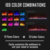 Cheerway 60 inch Electric Fireplace Heater, Wall Mounted & Recessed Electric Fireplace Insert, Ultra-Thin Linear Fireplace w/Thermostat, 13×13 Flame Color, Remote & Touch Control w/Timer, 750W/1500W Cheerway