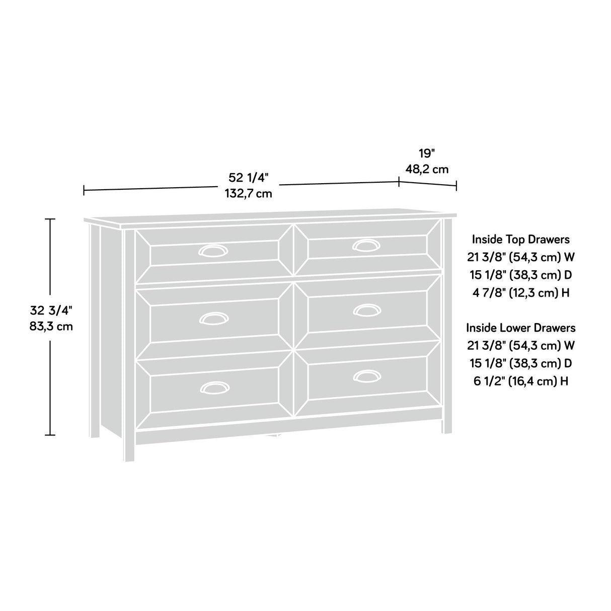Sauder County Line Dresser, Salt Oak finish Sauder