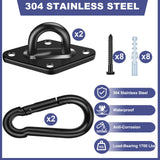 Feanron Hammock Hooks 2 Pack, Heavy Duty Hammock Hanging Kit, M10 304 Stainless Steel Pad Eye Hanging Hooks for Porch Swing Hang, 1700Lbs Holding Capacity,Black Feanron