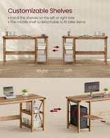 VASAGLE Computer Desk, Home Office Desk with Storage Shelves on Right or Left, Farmhouse, for Work Study Gaming Writing, 23.6 x 47.2 x 29.5 Inches, Honey Brown ULWDAM090T41 VASAGLE