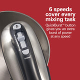 Hamilton Beach Classic Stand and Hand Mixer, 4 Quarts, 6 Speeds with QuickBurst, Bowl Rest, 290 Watts Peak Power, Black and Stainless Hamilton Beach
