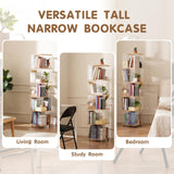 ZHUMUJIAJU 6-Tier Rotating Bookshelf- 360° Spinning Bookshelf Tower Kids, Tall Narrow Bookshelves with Wheels, Acrylic Clear Bookcase, Modern Storage Organizer for Home Office, Living Room, Bedroom ZHUMUJIAJU