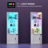 HNEBC 69" Tall Curio Display Cabinet with Glass Door and Movable Shelves,Corner Bookcase with LED Human Sensor Lights,5-Tier RGB Display Case for Collectibles,Bedroom Living Room HNEBC