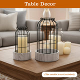 2 Pcs Decorative Candle Lantern, Farmhouse Table Lanterns for Home Decor, Rustic Table Centerpieces for Dining Room, Fireplace Mantle Kitchen Decoration Ubamdom