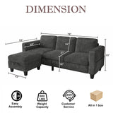 Couch for Living Room - Small Space Couches Sectional L-Shaped Sofa, 3 Seat Modern Couch, Sofas Convertible with Storage Ottoman for Small Space, Bedroom, Offices and Apartments - Grey Grzyhem