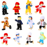 Skylety 10 Pcs Wooden Dollhouse Set of Mini People Figures Dollhouse Dolls Wooden Doll Pretend Play Figures Accessories(Fresh Style) Skylety
