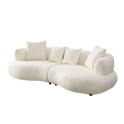 Modern Luxury Oversized Curved Sofa Couch,Beautiful and Comfy Boucle Fabric Lounge Cloud Sofa& Couch with 4 Pillows for Apartment,House Living Room Furniture