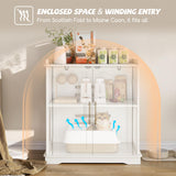 Halitaa Cat Litter Box Enclosure Furniture, Hidden Litter Box Furniture with Removable Dividers, Reversible Entrance Can Be on Left or Right Side, for Hallway, Bedroom, White, 31.4" L Halitaa