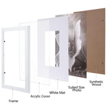 eletecpro 12x12 Picture Frames Set of 9, Classic Gallery Wall Frame Set Displays 8x8 Photo with Mat or 12x12 No Mat, Square Picture Frames Collage Wall Decor, White Home Decor for Hanging eletecpro